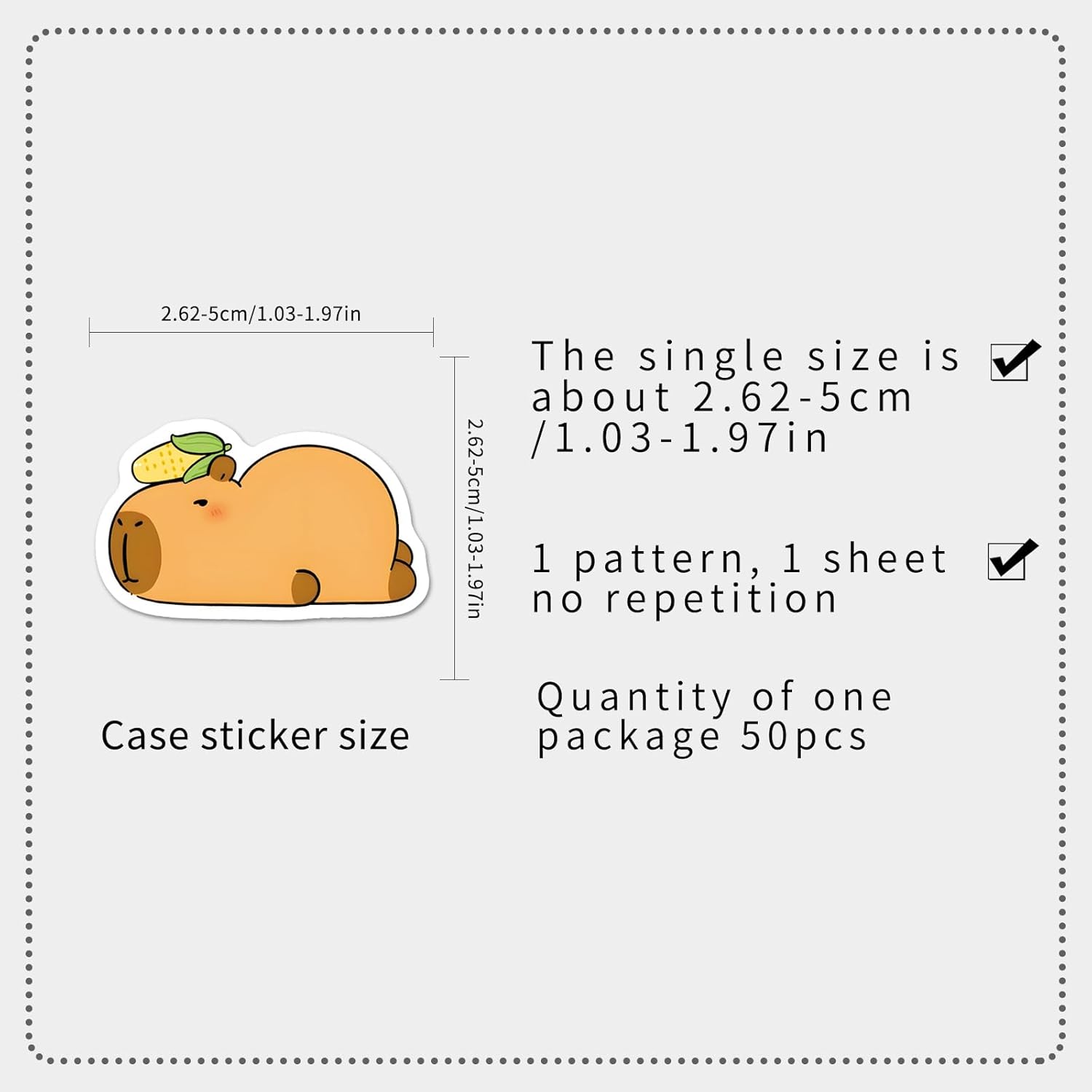 50pcs Capybara Stickers, Cute Animal Stickers for Kids, Vinyl Waterproof Sticker for Water Bottle, Laptop, Phone, Girls Boys Classroom Prizes (Capybara)
