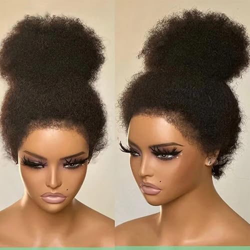 Miniatura 9 de Peluca de cabello lacio rizado 360 HD transparente encaje frontal pelucas de cabello humano lacio Yaki densidad del 150  peluca de cabello humano