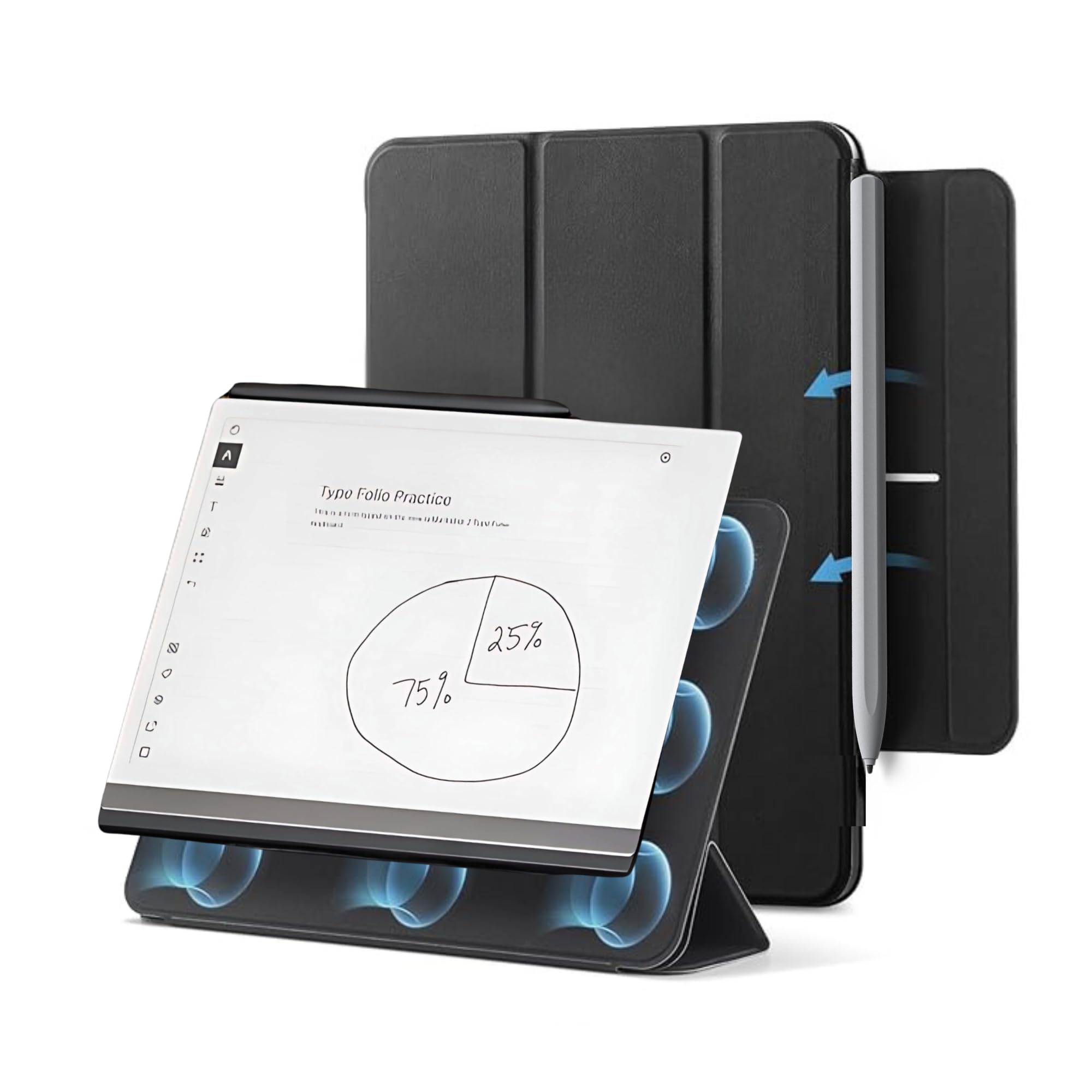 RUMBALTON Tri-Fold Magnet - Pro Slim Case with Pen Holder Flap for Remarkable 2 Paper Tablet, Book Folio Design with Bulit-in Magnet, Premium PU Leather Smart Cover (Tablet Not Included) (Black) (B0DHVYL3XX) Amazon Price History, Amazon Price Tracker