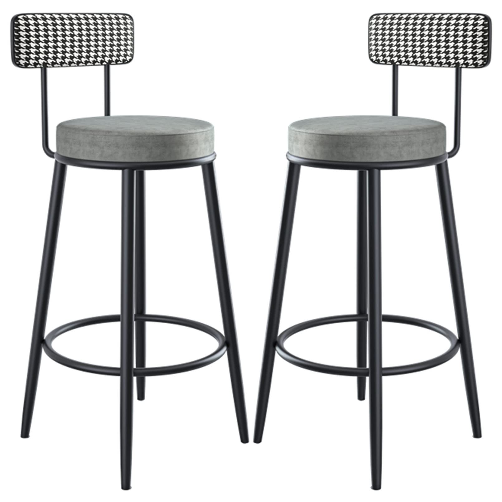 Chaises de bar hautes lot de 2 tabouret de cuisine industriel métal avec dossier