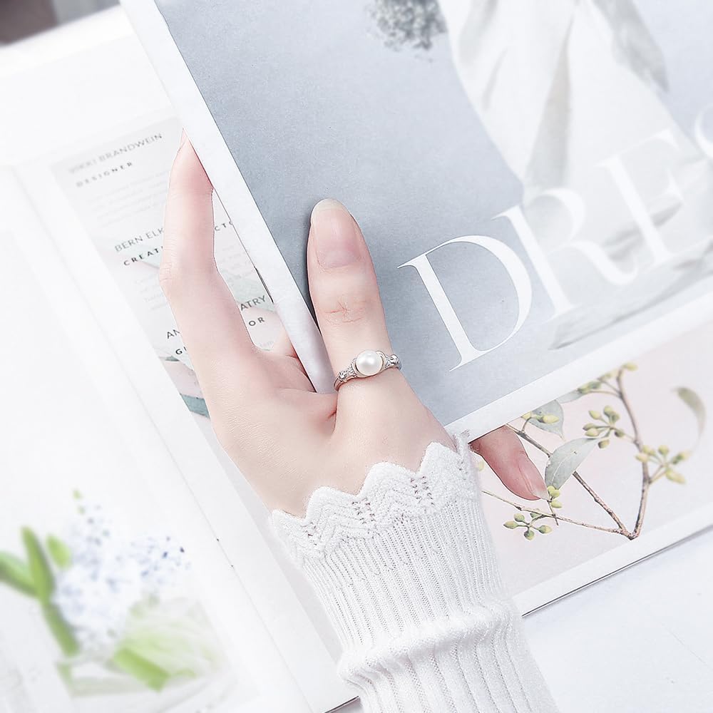 Sterling Silver CZ Rope Design Adjustable Rings for Women, Design Ring Mounts Fittings with Pearl Seat for DIY Jewelry Making