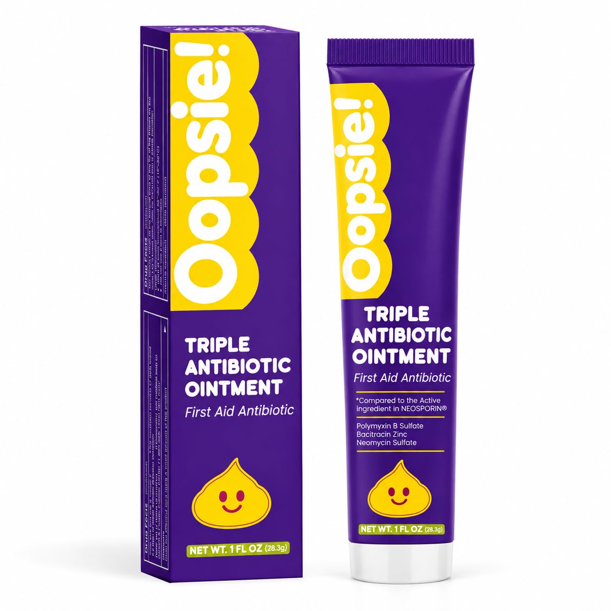 Oopsie Triple Antibiotic Ointment 1 oz Tube with Bacitracin Zinc and Neomycin Sulfate, Healing Preventative First Aid Cream for Minor Wounds, Burns, Cuts, Scratches, and Abrasions