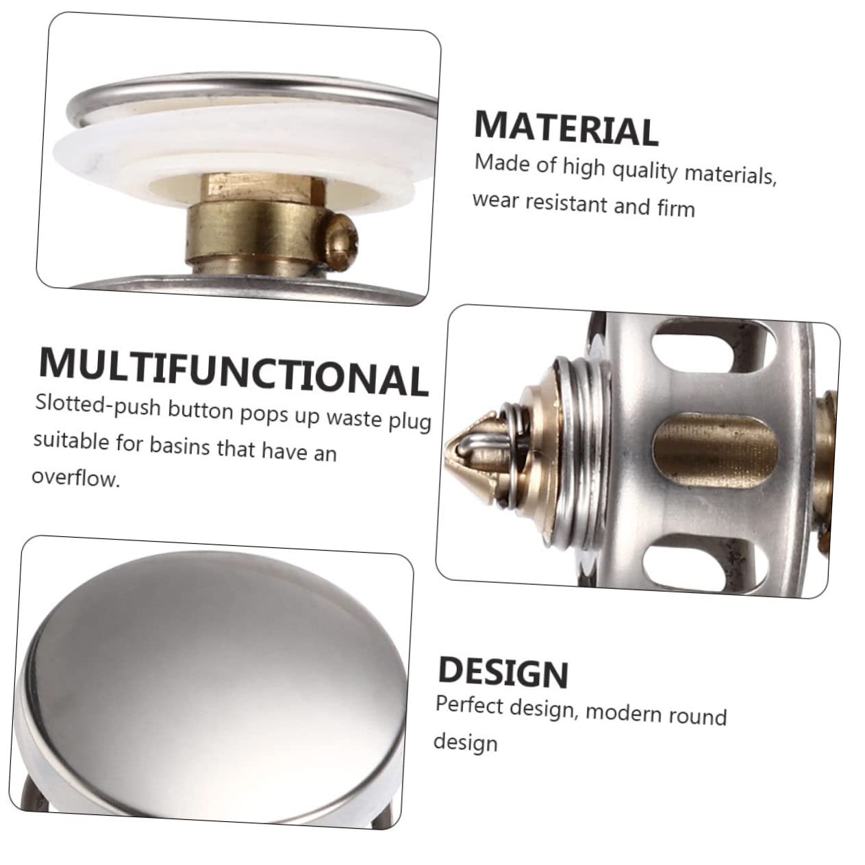 Angoily 9piezas Tapón De Desagüe De Inoxidable De Rebote para Lavabo y Fregadero Accesorios y Fáciles De Instalar