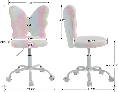 Miniatura 3 de DM Furniture Silla de escritorio con diseño de mariposa para niños, silla de estudio para niñas, estudiantes, silla de computadora, silla de oficina