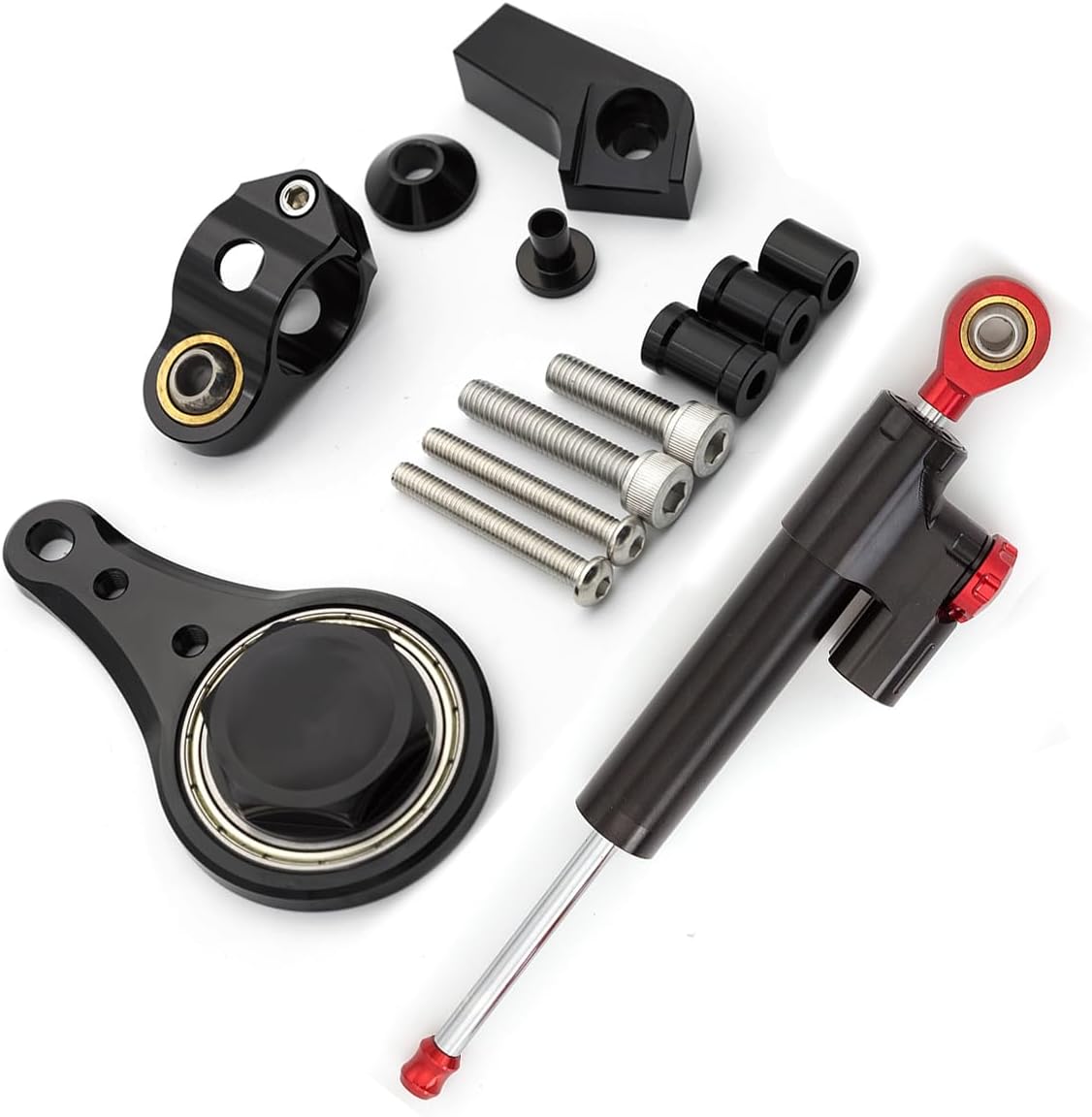 FXCNC Motorcycle CNC Steering Damper Stabilizer Buffer Control Bar with Mounting Bracket Kit Full Set Compatible with Ninja 600 ZX636 ZX6R ZX-6R 2005 2006