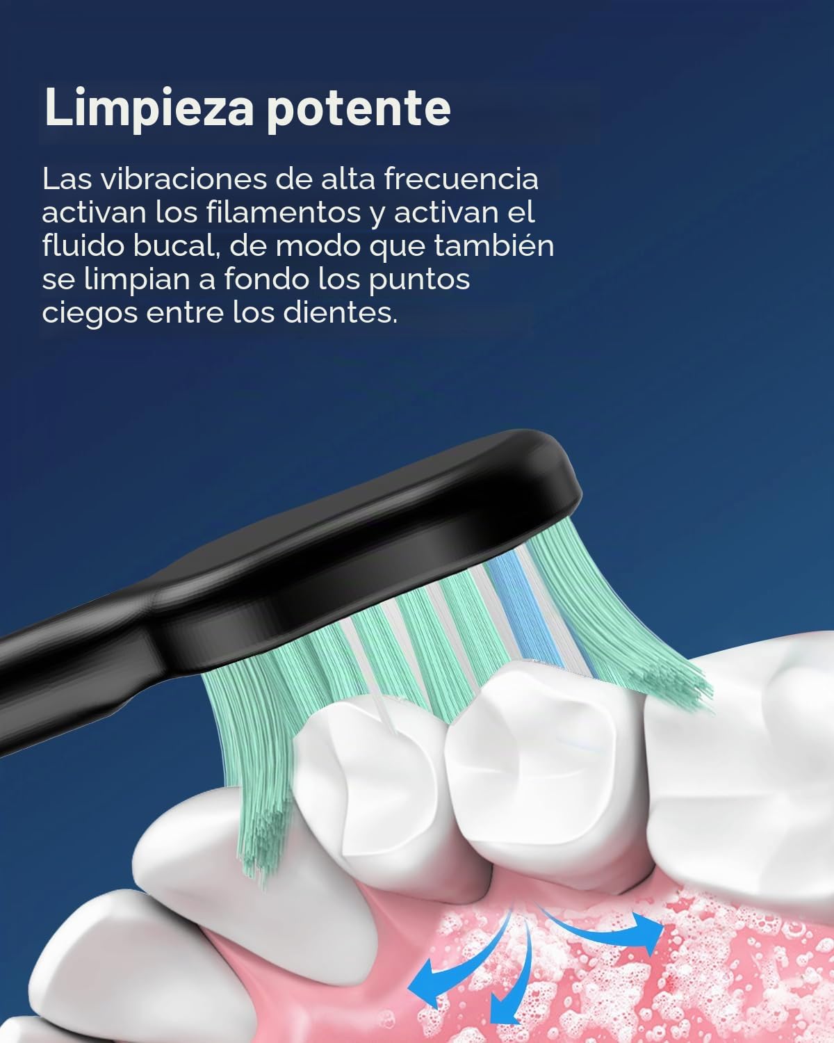 Cepillo de dientes eléctrico sónico para adultos y niños, 5 modos de limpieza, 3 niveles de intensidad, temporizador integrado, 8 cabezales incluidos, estuche de viaje, color negro