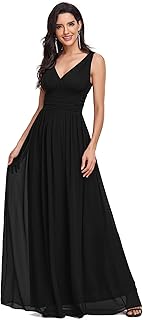 Womens Bridesmaid Dress V-Neck Sleeveless A Line Chiffon Floor Length Formal Dress 09016 - Buy now