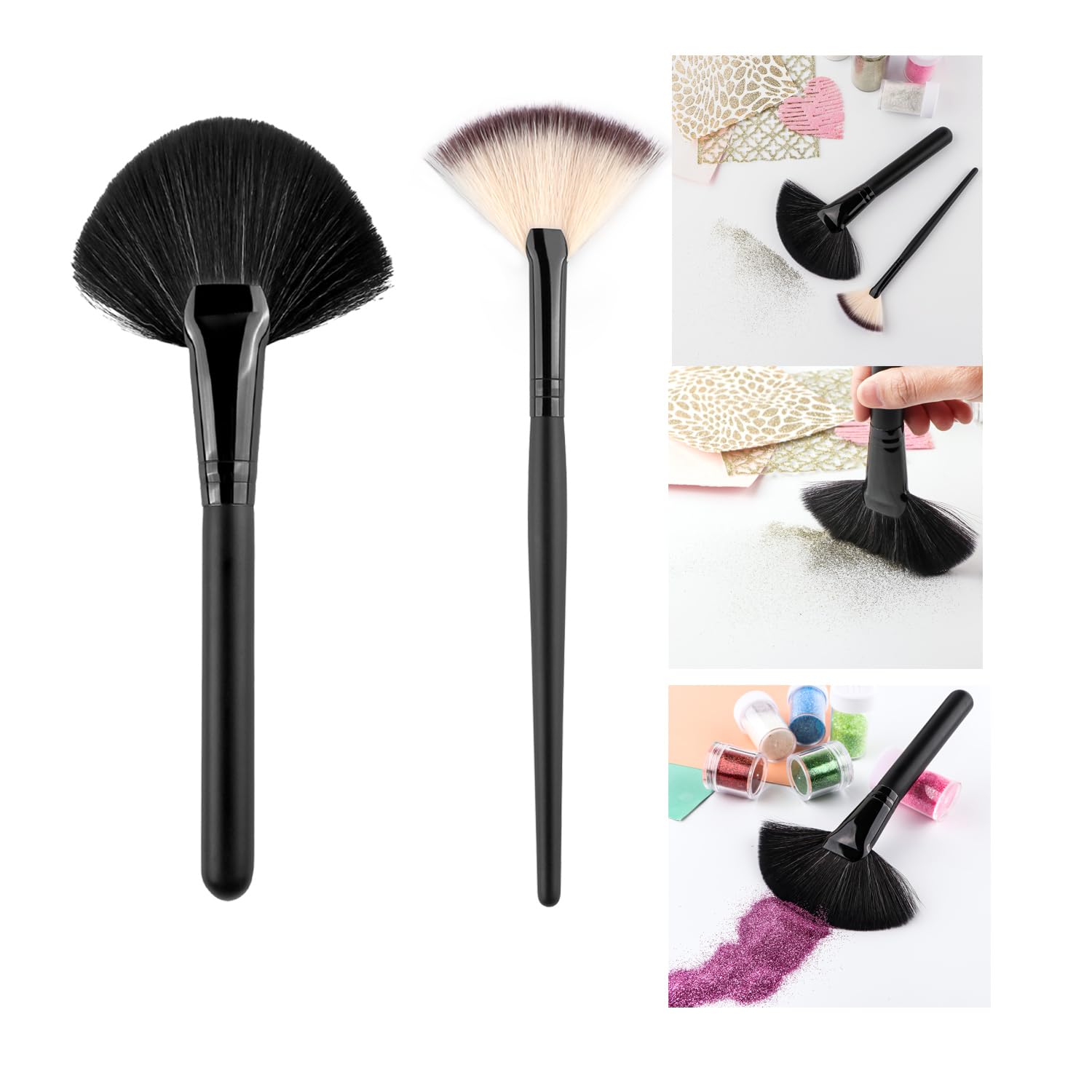 BAOFALI 2Pcs/Set Paint Brush Set Artist Fan Painting Brushes Wood Long Hands for Oil Acrylic Watercolor Ink Gouache Oil Painting, Canvas, Ceramics, Face Body Art and Crafts Scrapbooking Ink Tools