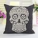 L&J ART 5 PCS 18 x 18 inch Skull Throw Pillow Case Cushion Cover Colorful Floral Mexican Day of The Dead Decor Black Sugar Skull Linen Square Pillowcase Cushion Covers Home Decorative