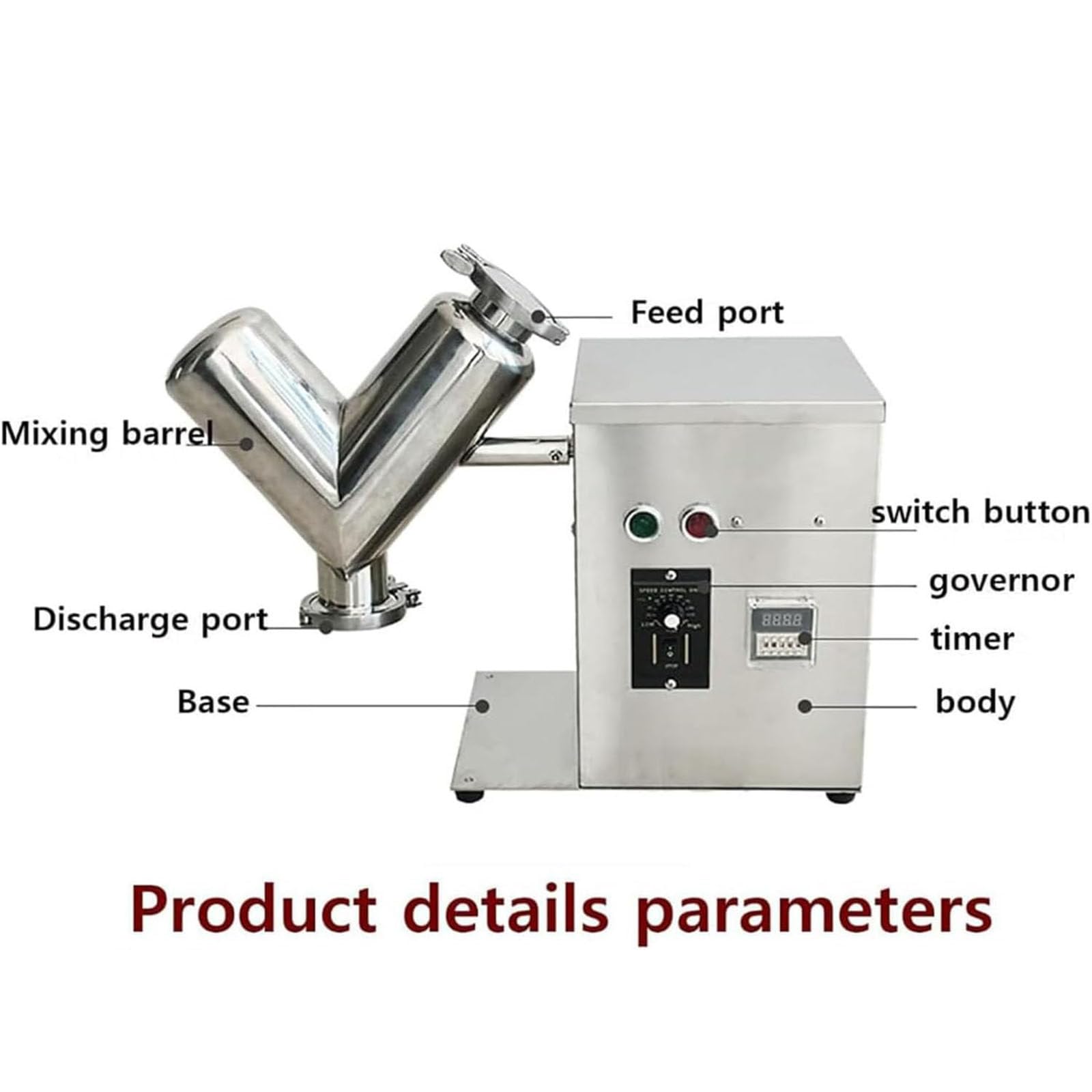 Miscelatore per polveri secche VH2, micro miscelatore per polveri, miscelatore per particelle, miscelatore per polveri, mini miscelatore per alimenti, chimico e medicale