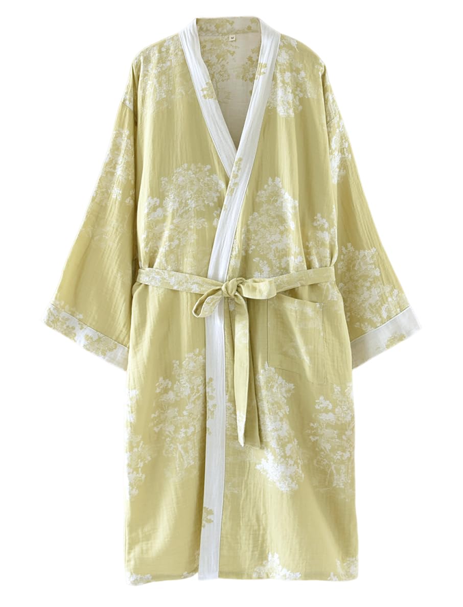 Damskie japońskie kimono, 100% bawełny, gaza żakardowa, lekki szlafrok, yukata, odzież do sauny, odzież domowa