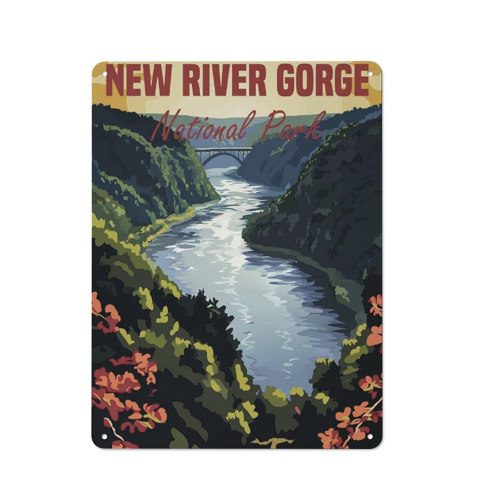 Junmoney New River Gorge National Park-1 New River Gorge National Park Metal Wall Art Sign 40X30cm, Old Fashioned Nostalgic Wall Art For Living Room, Hallway, Kitchen Or Cafe