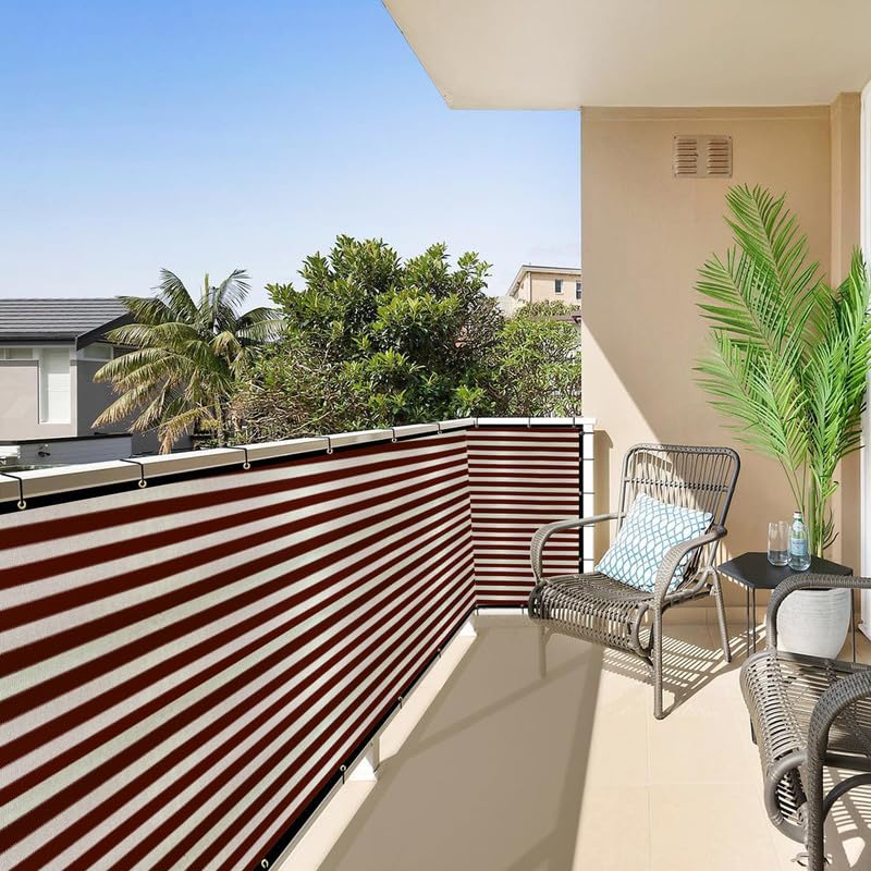 MetDeals HDPE Stripes Balcony Safety Net with Polyester Webbing for Railing | 85% Sun & UV Blockage Balcony Safety Net with Eyelet & Cable Tie for Easy Installation(Wine&White, 1X4 MTR)-image-15