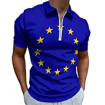 Zakqeik Men's Polo-Shirt Zipper Casual Short Sleeve European