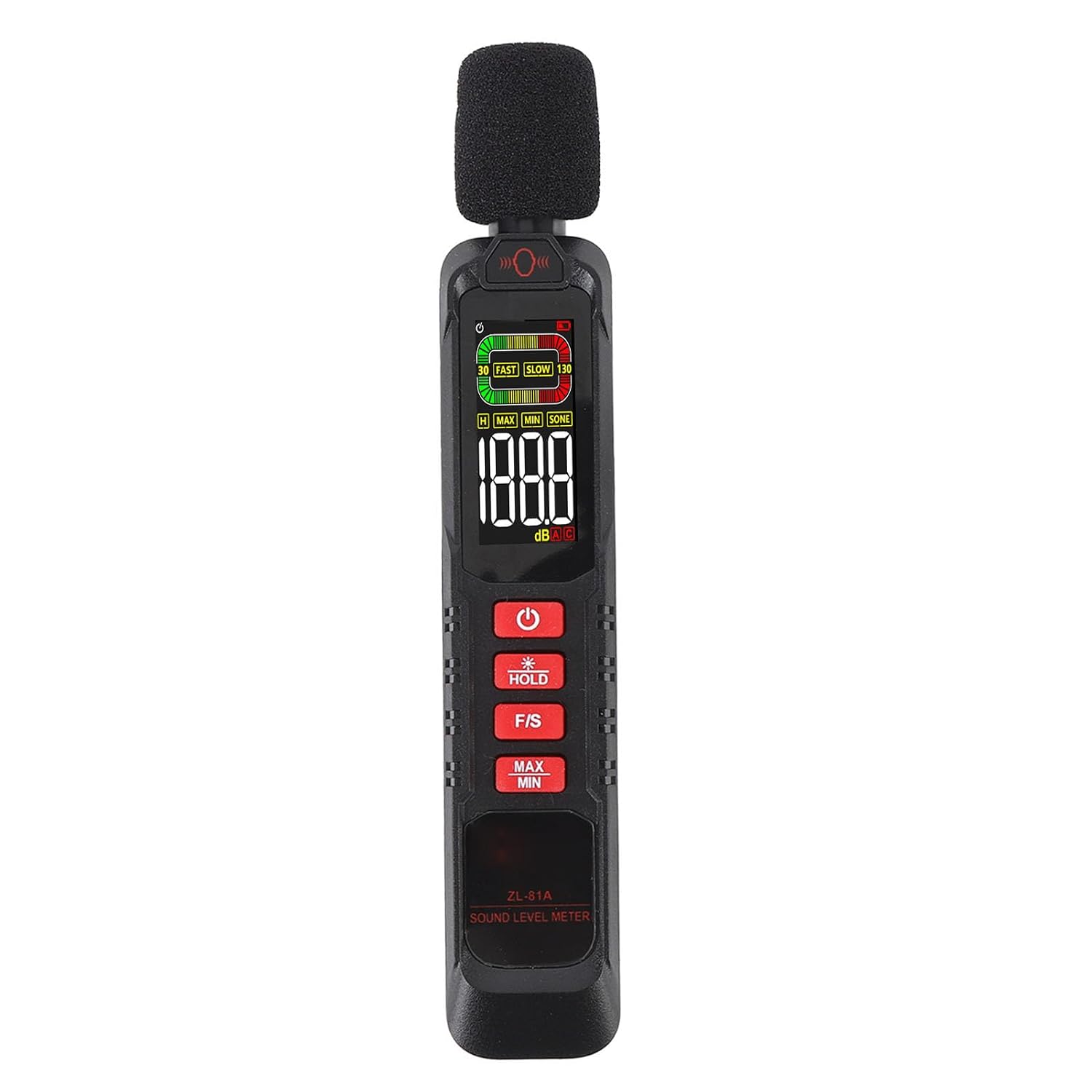 Back view of Klanata ZL-81A Sound Level Meter showing battery compartment