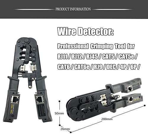 Miniatura 2 de LEATBUY - Juego de crimpadoras CAT5CAT6 Kit de herramientas de crimpado para RJ45RJ11RJ12Cat5e, cortador profesional de conectores de cable,