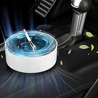 Vista 5 de Rosvola Cenicero inteligente, sin humo, compacto de bajo ruido, con tableta de aromaterapia para oficina (blanco negro)