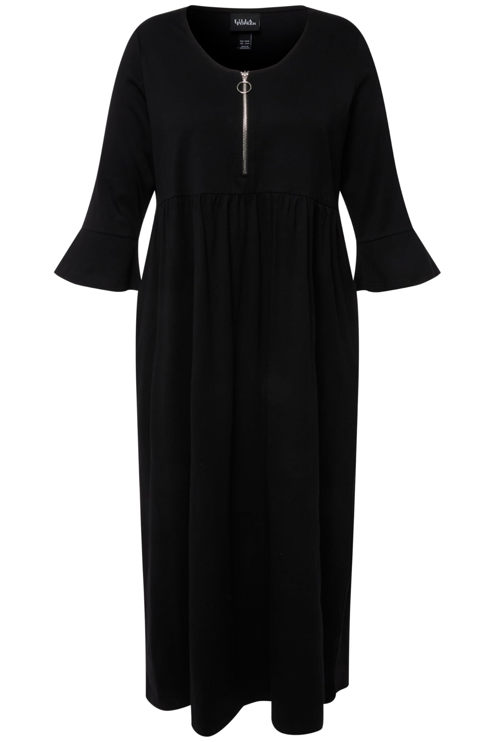 Ulla Popken Femme Grandes Tailles Robe en Jersey à col Rond et Manches 3/4. Couture Empire et Ligne en A. 824506