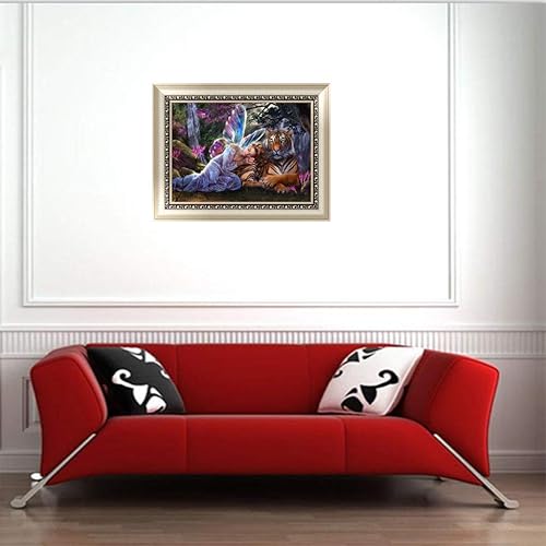 Miniatura 8 de Juego de dibujo de diamantes hecho a mano 5D con pintura de piedras preciosas con herramientas, kit de taladro completo de mariposa, hada, tigre,