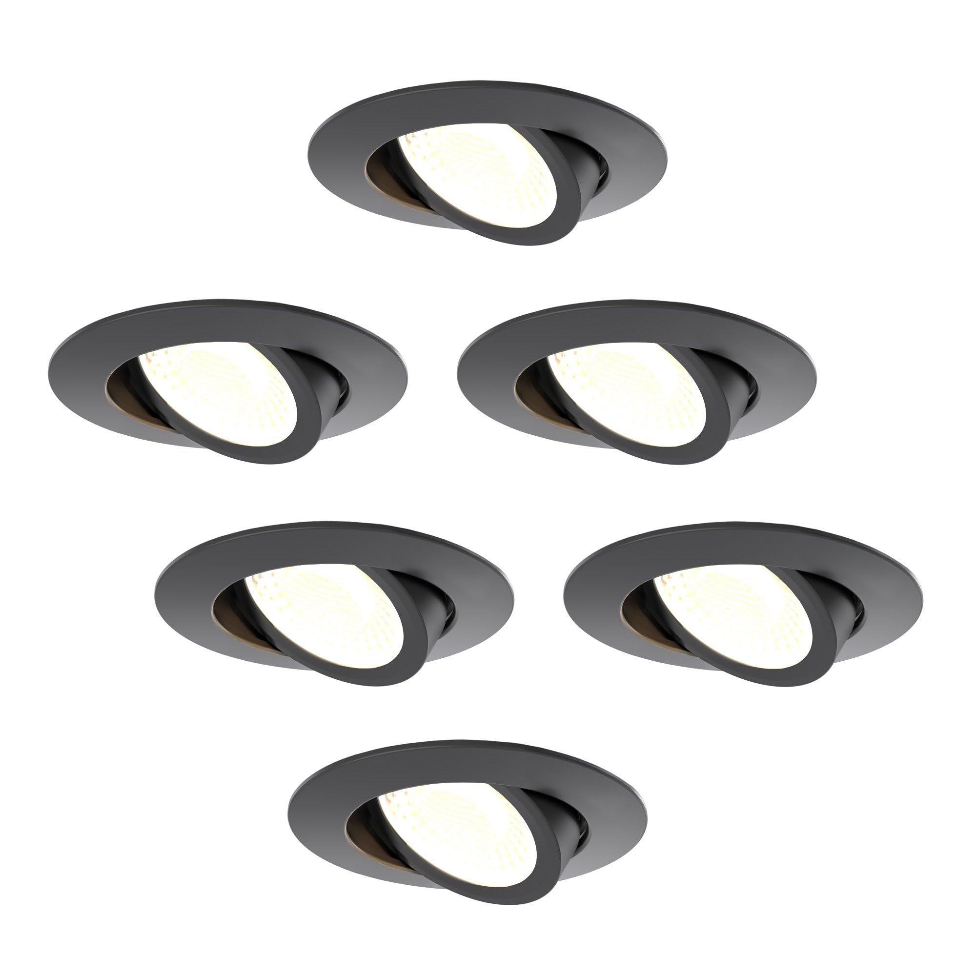 Ledvion - 6x LED Einbaustrahler, 230V, Schwarz, dim to warm, IP65, wasserdicht, 5W/7W, COB, Downlight, Deckenstrahler, Bad, Küche, warmweiß, Tageslicht, Halogenersatz, Stimmungslicht, kompakt