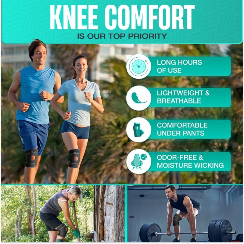 Miniatura 6 de Modvel Rodillera ELITE con estabilizadores laterales y almohadillas de gel para rótula para un máximo apoyo al dolor de rodilla y recuperación