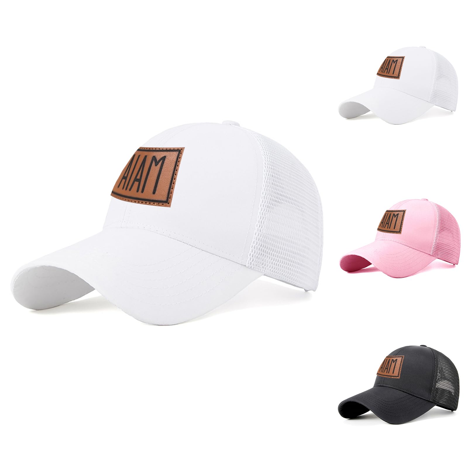 Personalized Baby Baseball Hat: Custom Name Leather Patch Trucker Cap - Adjustable Snapback for Infant, Kid, Adult