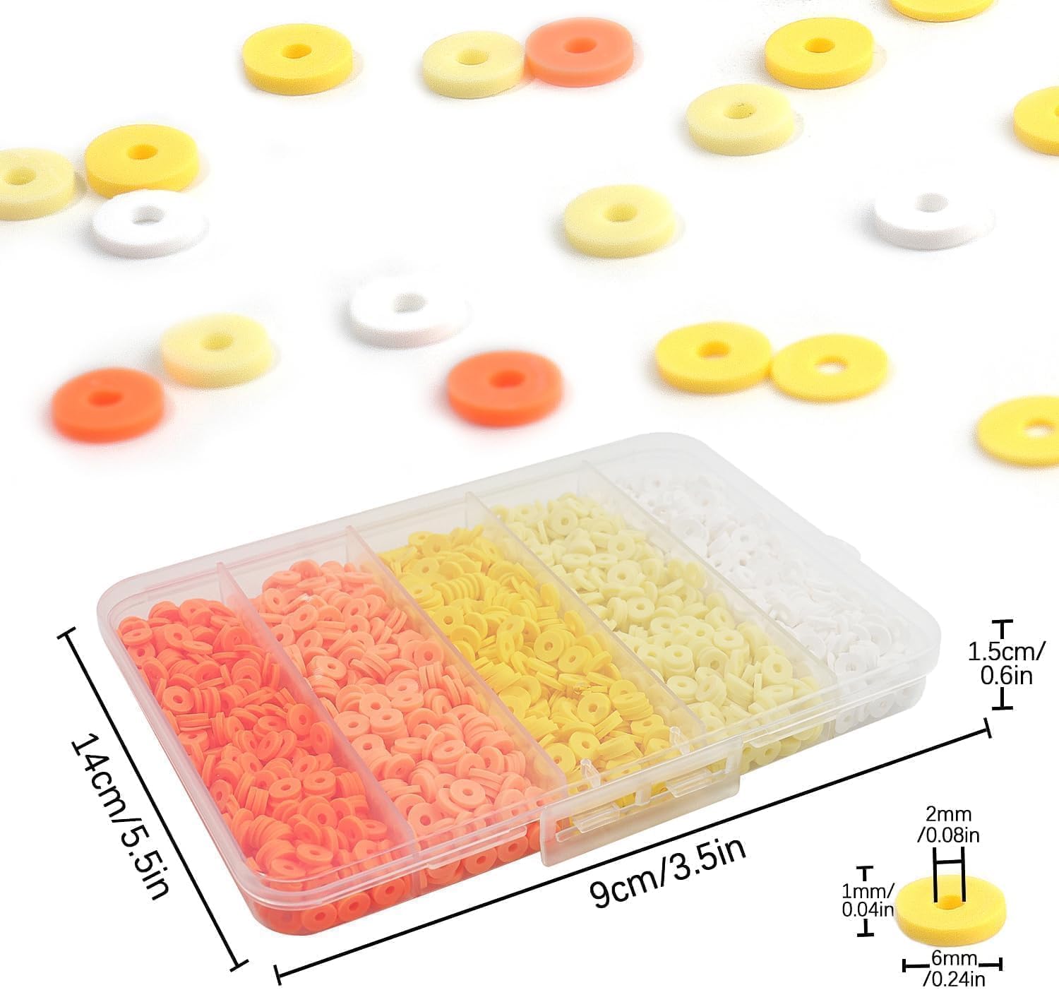 3500Pcs Yellow Clay Beads for Bracelets Making 6mm Heishi Polymer Clay Bead, Flat Round Disc for Jewelry Making Yellow Bead Making Kit - Image 9