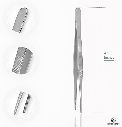 Miniatura 4 de Pinzas de vestir para pulgar, pinzas multiposición de acero inoxidable, punta dentada recta 4.5 pulgadas