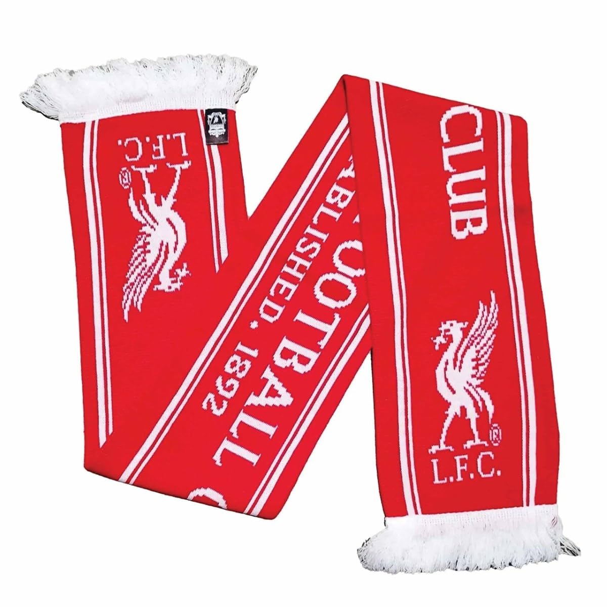 Liverpool F.c. Unisex Red Liverpool Fc Jacquard Scarf Established 1892-Bird - Official Merchandise