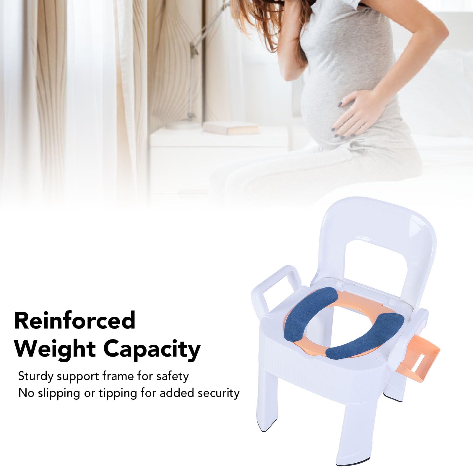 Raised Toilet Seat with Handles, Squat Toilet Commode Chair Detachable Foldable Non Slip Armrest Backrest Cushion Quick Drying Extra Wide Commode Bathroom Sitting Bath Stool (Gold)