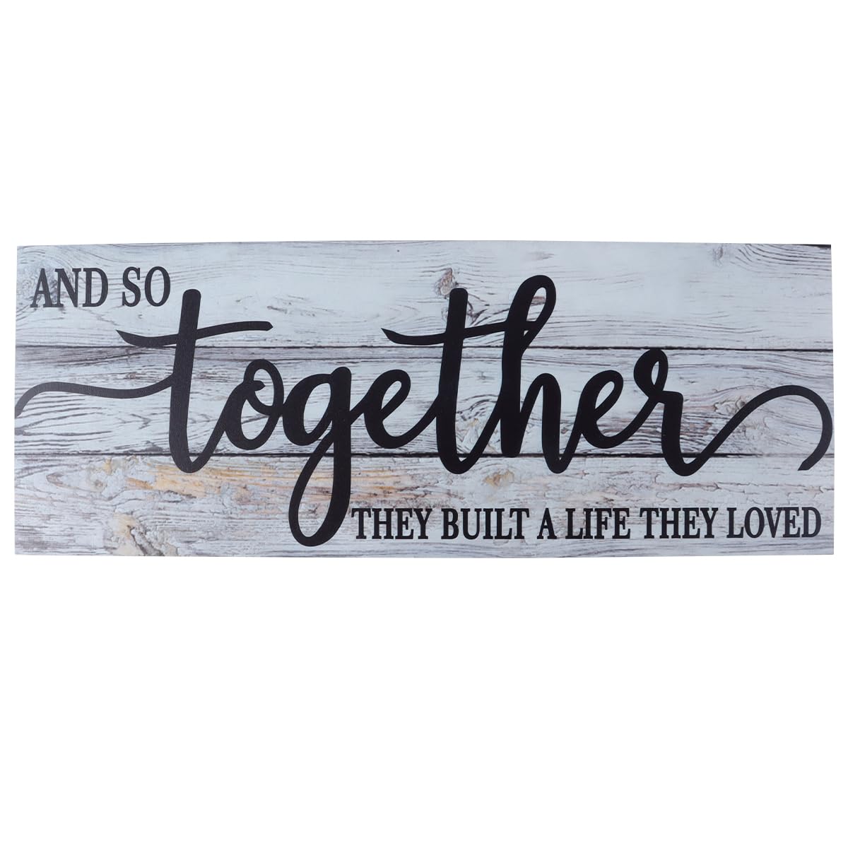 Alnicov Together Wood Sign,and So Together They Built a Life They Loved Wooden Wall Sign,Rustic Hanging Wall Sign Wall Decor for Home Wall Living Room,16.5 x 6.3 Inch