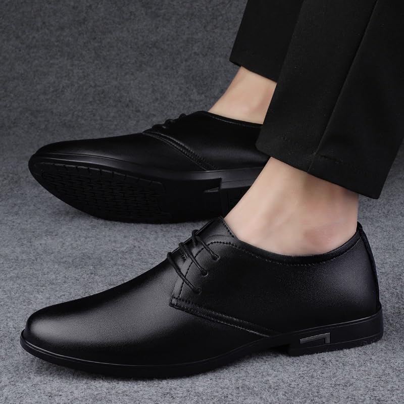 Men's Genuine Leather Slip-On Oxford Shoes Men Formal Business Pointed Toe Classic Formal Business Derby Shoes Non-Slip Softsole Walking Dress Shoes3