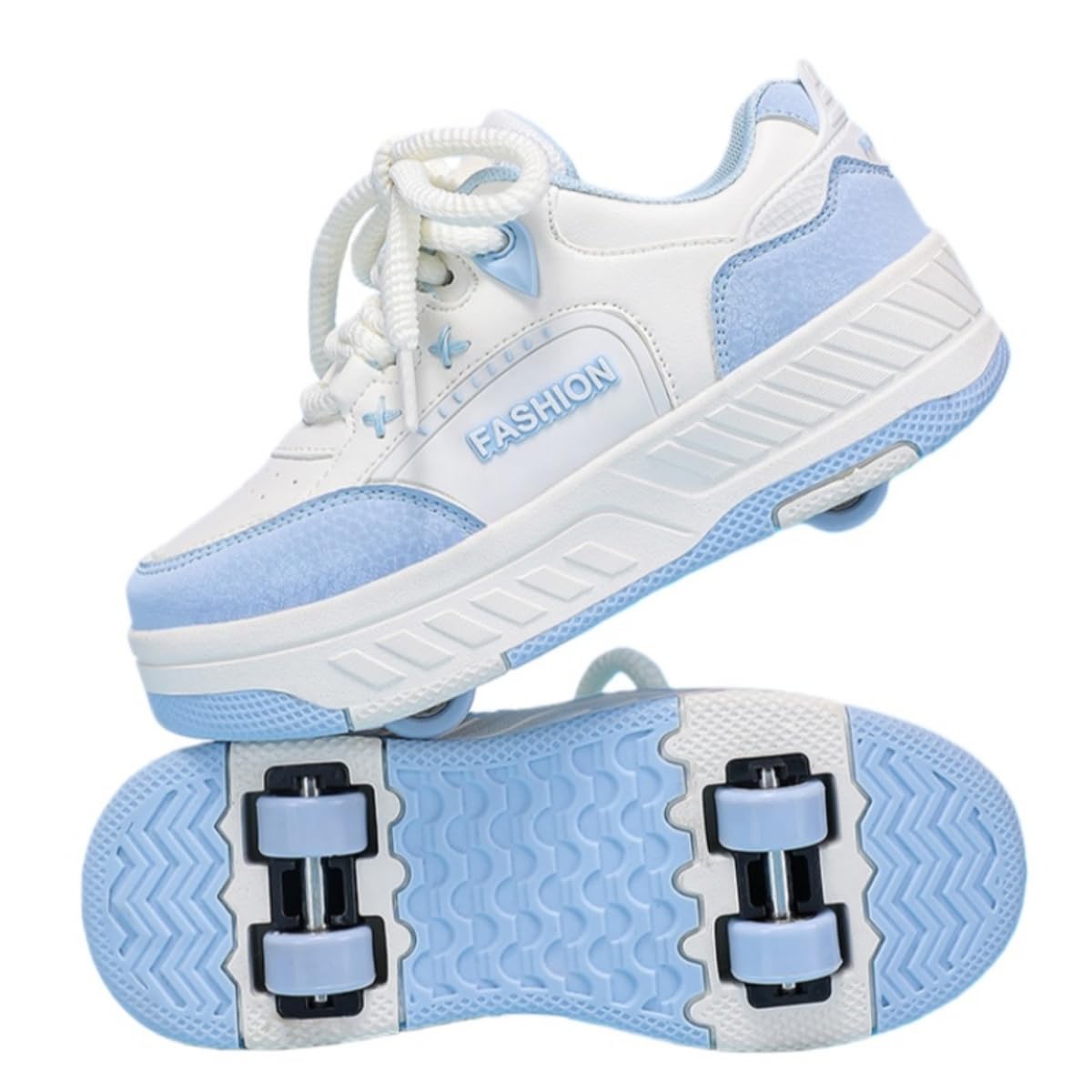 Mateju Schuhe mit Rollen für Mädchen un Junge, Kinder Rollschuhe mit 4 Rollen Abnehmbar, Unisex Schlicht Komfort Outdoor Sportschuhe Skateboardschuhe 2-in-1 Turnschuhe
