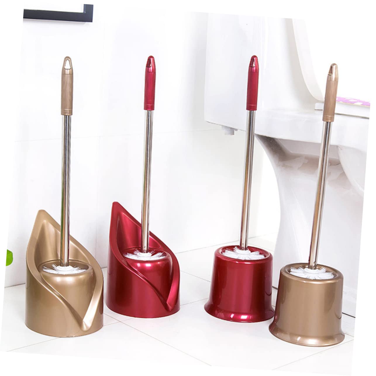Cabilock Escobillero Baño Cepillo De Baño Inoxidable Soporte Redondo Herramientas De Limpieza Diseño Moderno