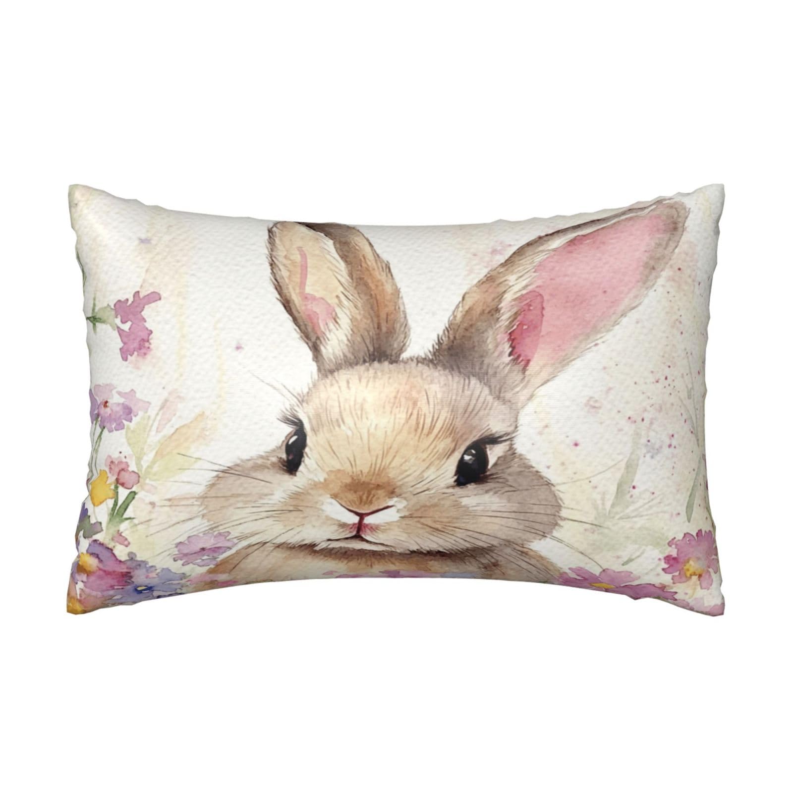 Easter Bunny Tail Satin Pillowcase Rabbits Florals Silk Pillow Cases for Hair and Skin Slipping Body Pillow Cover with Zipper Queen Size 20x30 Pillowcase Decorative for Kids Bedroom