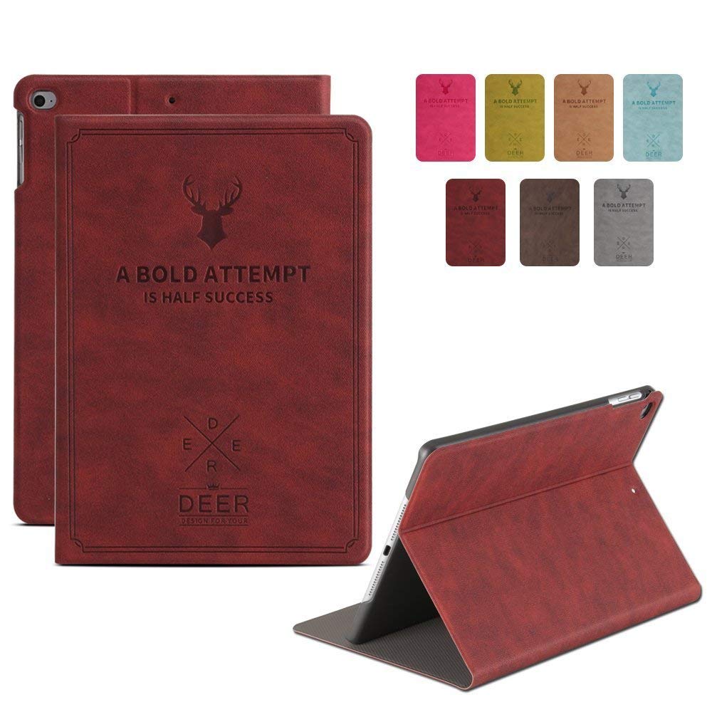 DuraSafe Cases for iPad mini 6 8.3 Inch 2021 [ Mini 6th Gen ] A2567 A2568 A2569 MK7M3HN/A MLWL3HN/A MK7R3HN/A MK7P3HN/A Folio Deer Pattern Protective Sleek & Classic Design Smart Cover – Wine