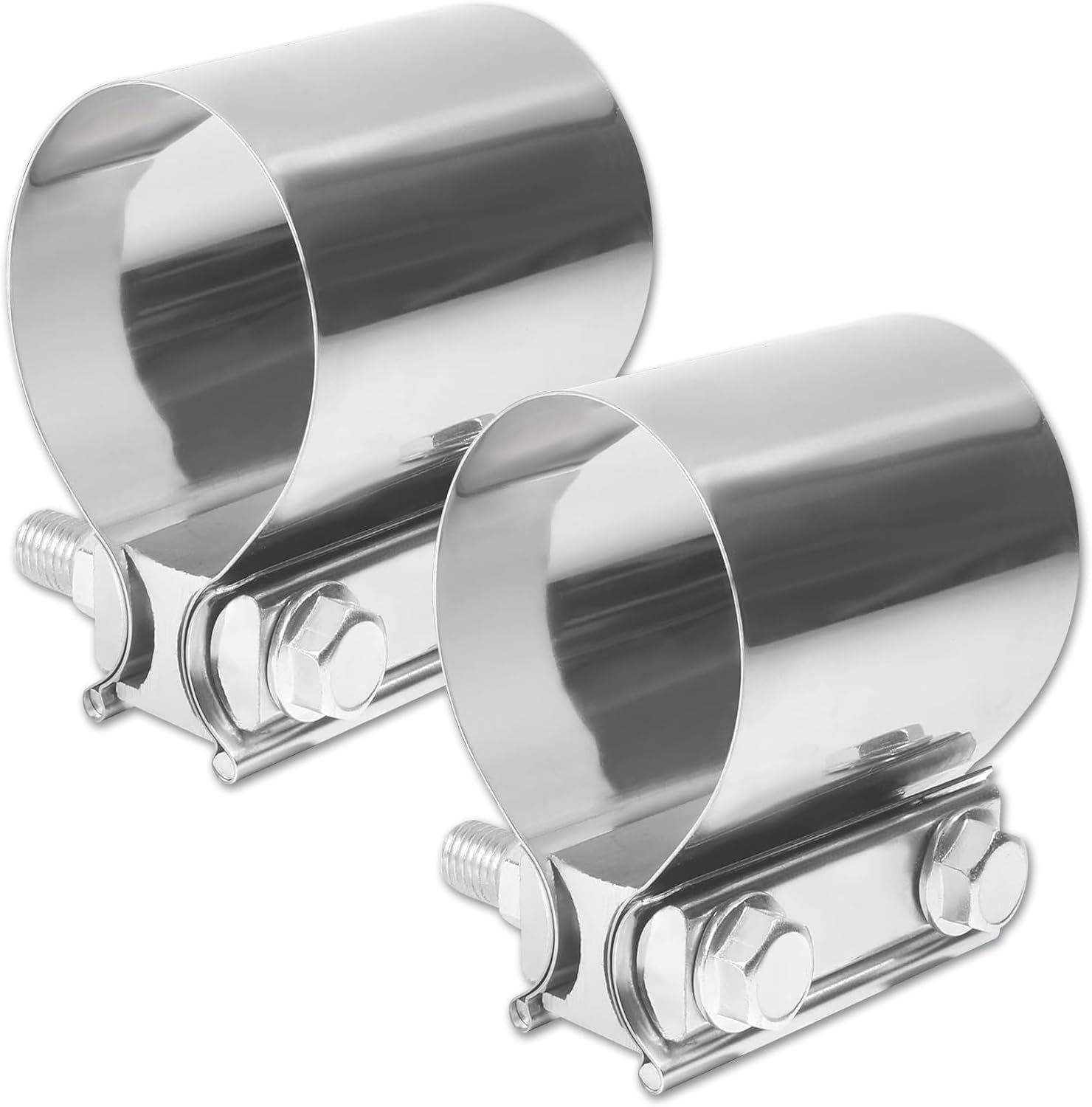 3 Inch Exhaust Clamp, 2Pack 3" Joint Exhaust Pipe Muffler Clamp Band 304 Stainless Steel Universal Car Accessories for Muffler Pipe Repair, Catalytic Converters