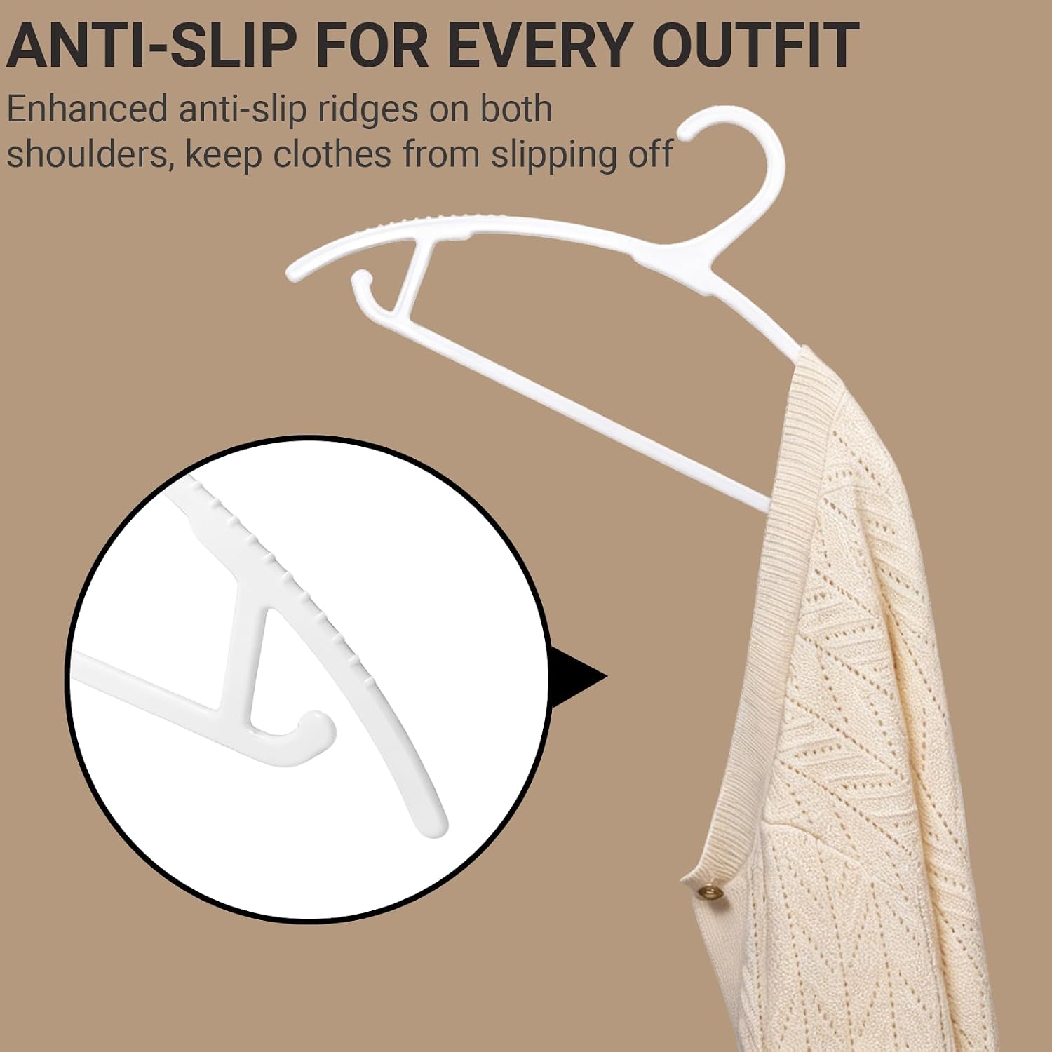 Amber Home 50 Pack White Plastic Hangers, Space Saving Clothes Hangers