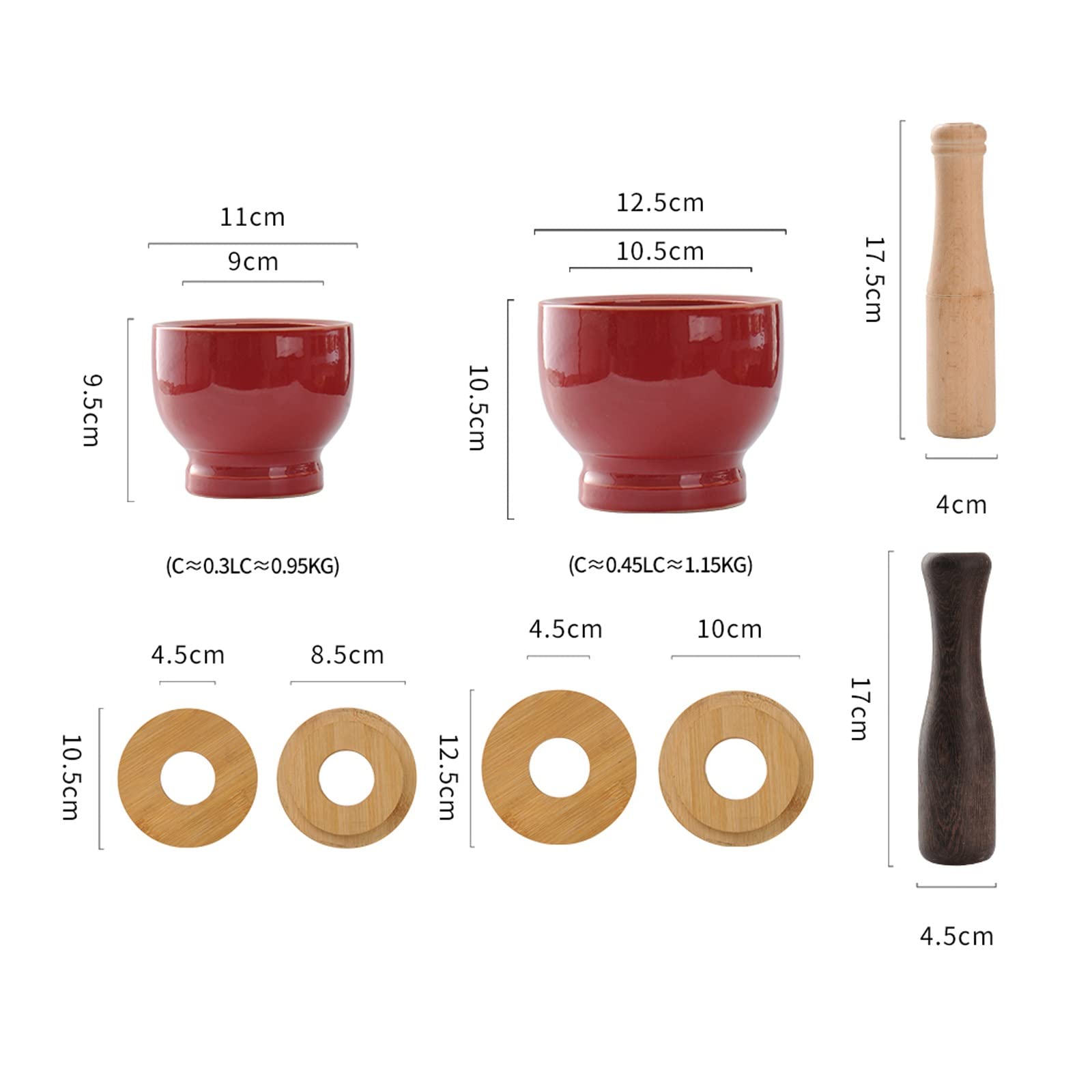 Trituradora, mortero y Maja Juego de mortero y Maja para Cocina con Tapa de bambú Molinillo de cerámica para moler mortero y Maja de Porcelana