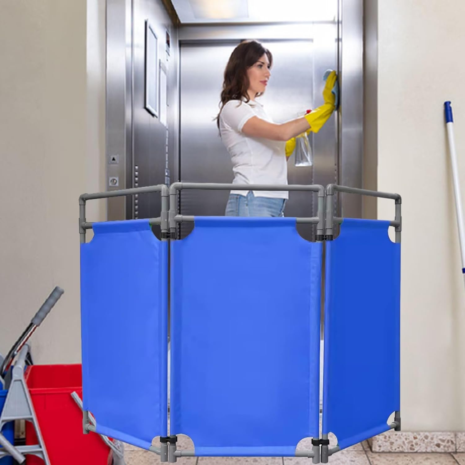 Portable Expandable Barricade Gate - Collapsible Plastic Barrier for Maintenance, Pedestrian Safety, Roadblock, Shopping Mall Closure (Red) - Sturdy & Easy to Transport