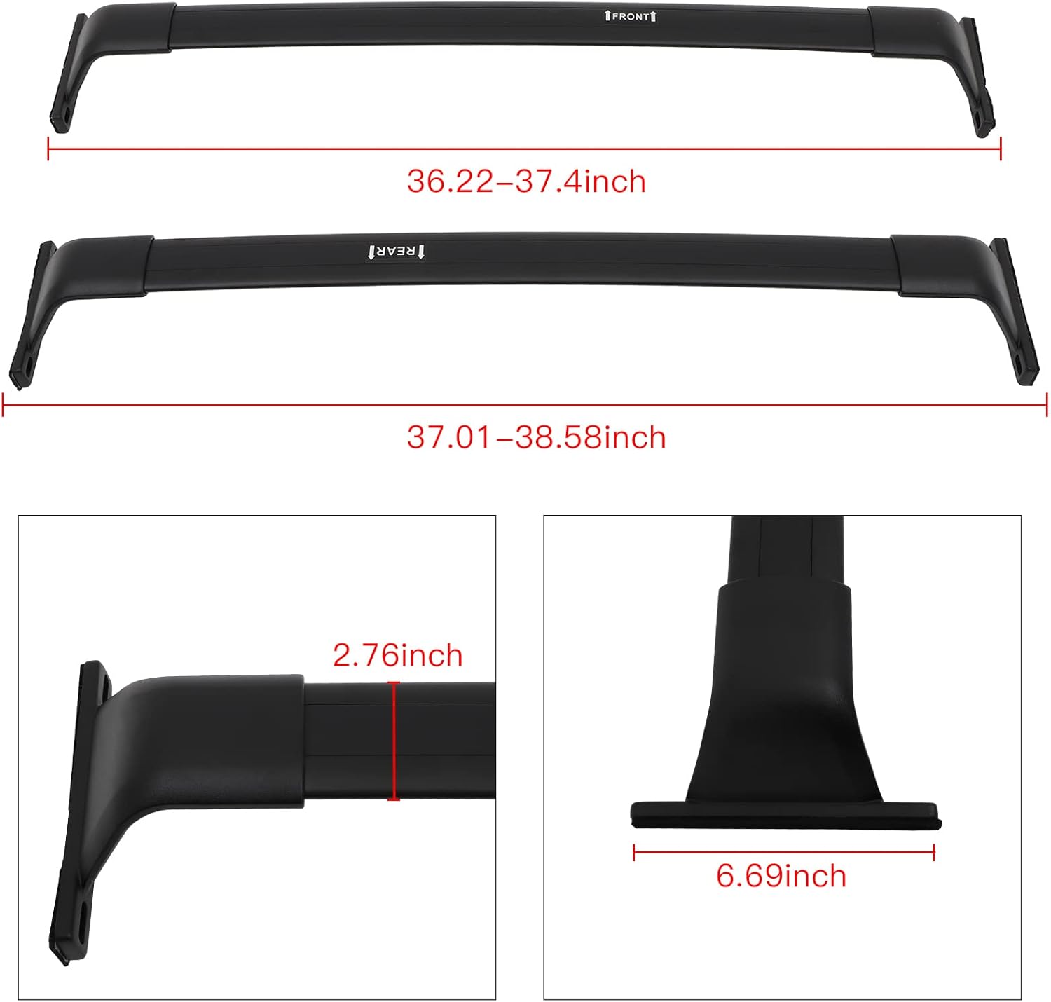 ROADFAR Black Roof Rack Crossbars Cargo Carrier Fit 2017-2021 for Nissan Kicks, (Fits Side Rails Models ONLY)