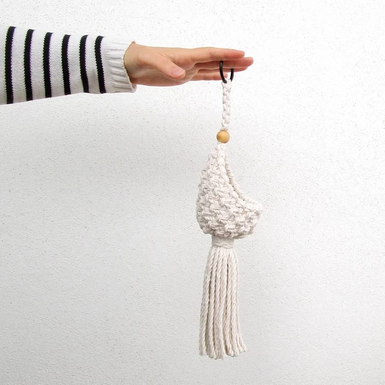 The Top Knott Macrame Cotton Plant Hanger|Indoor Outdoor Handmade Hanging Basket Planter Flower Pot Holder,35 Inch Boho Style Decorative Cotton Rope For Home,Porch,Balcony,Window,White