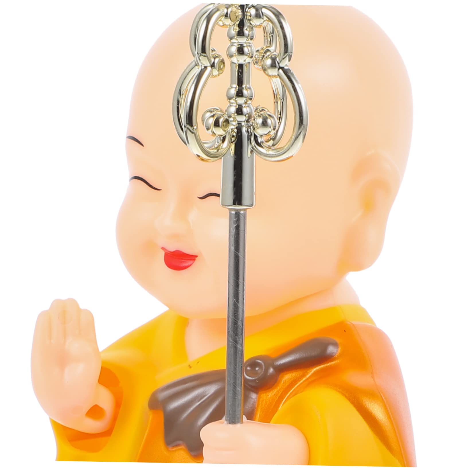 STOBAZA 3stücke Solarbetriebene Schüttelkopf-mönchsfigur Lustiges Auto- Niedliche Desktop-Gestaltung Für Büro Und Zuhause Innovative Asiatische Dekoration Gelbe Statue