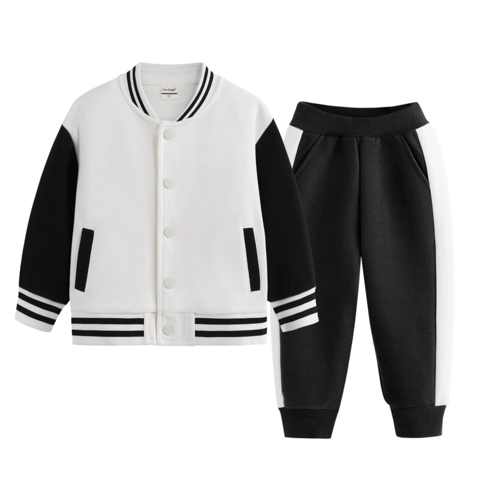 Tuta da jogging unisex per bambini, felpa e pantaloni, 2 pezzi