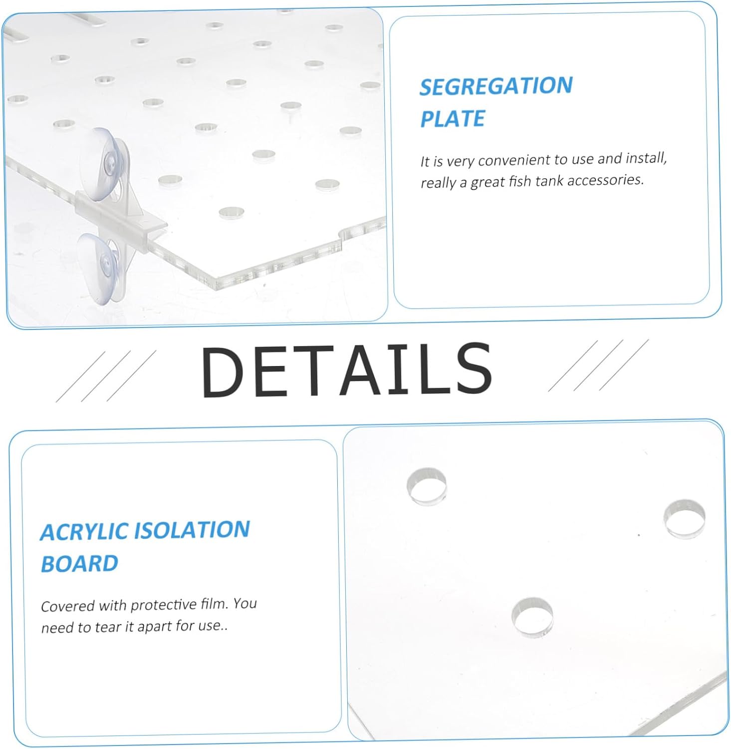 1set Fish Tank Isolation Plate Divider for Aquariums to Install Increases Fish Survival Rate by Separating Aggressive Species Includes Clips