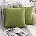 MIULEE 2 Piezas Funda de Cojín Moderna de Lino Cruzado de Estilo de Casa Rural Funda de Almohada Decorativa Cremallera Oculta para Sofá Cama Hogar Decoración 60 x 60 cm Verde de Cojín