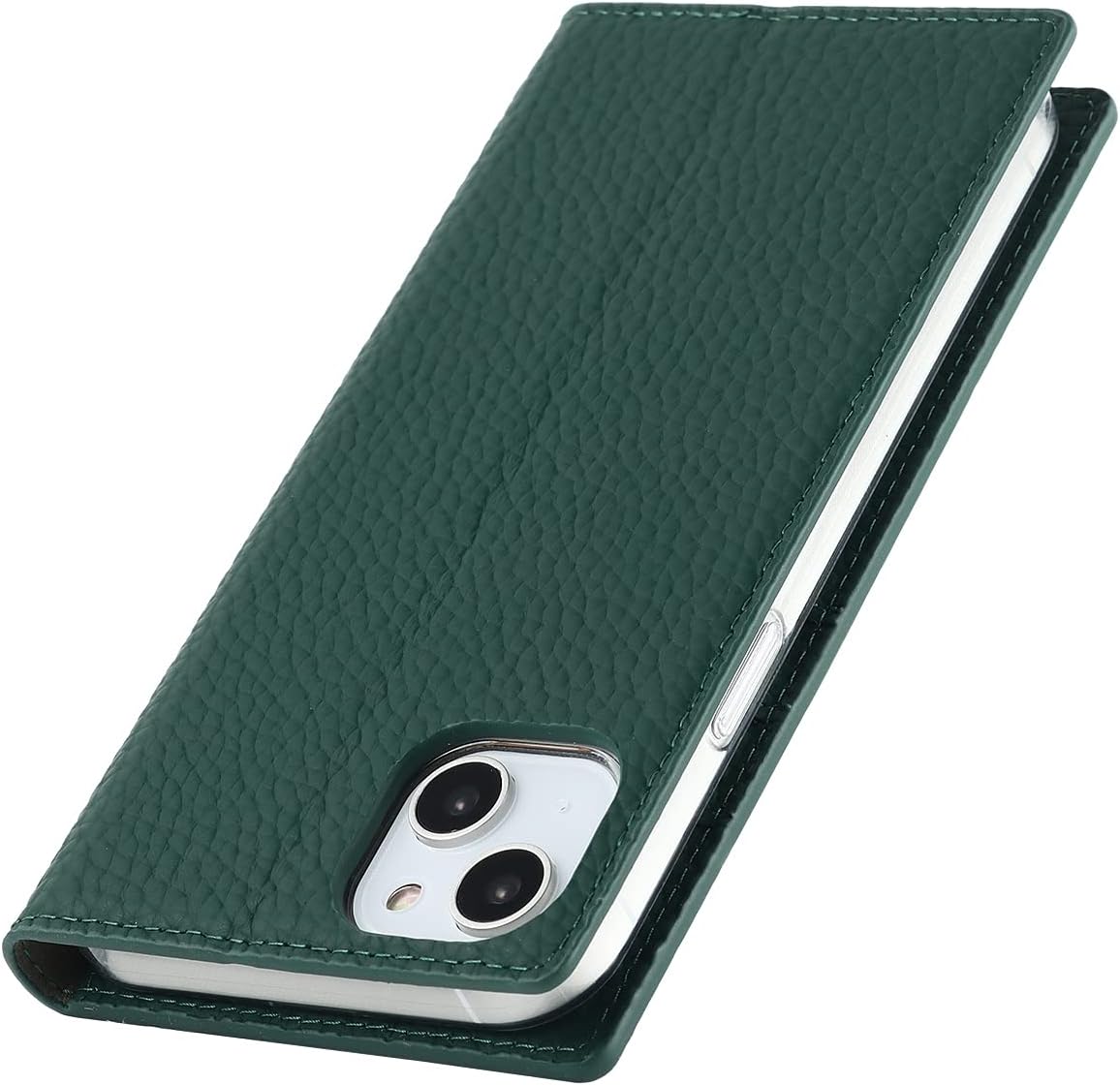iCoverCase Compatible iPhone 14 Wallet Case, RFID Blocking Genuine Leather Magnetic Flip Cover Case with Wrist Strap, Card Slots & Kickstand Feature (Green)