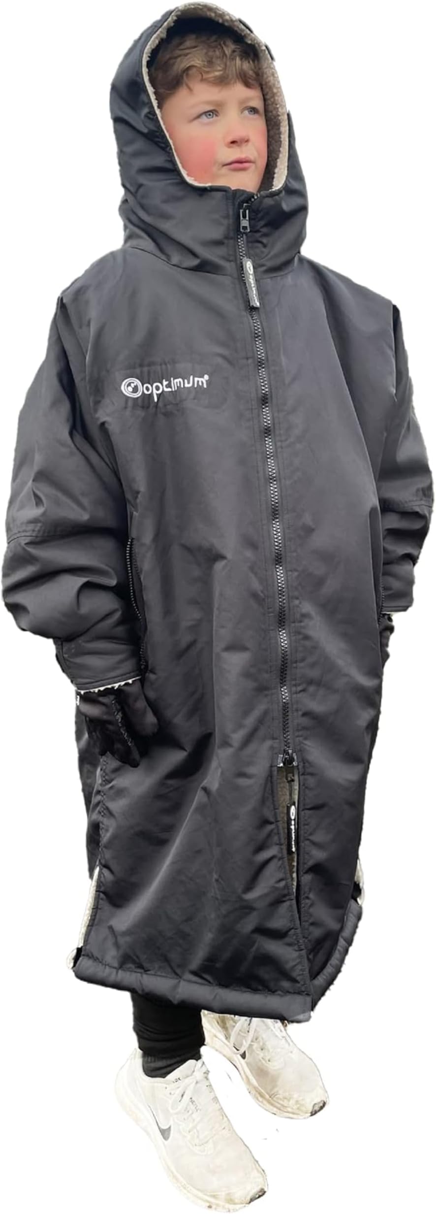 Optimum Drywrap Long Sleeve Changing Robe Quick Dry Windproof & Waterproof, Oversized Poncho Coat - Ideal for Camping Swimming Surfing Water-Sports, Outdoor & Beach Activities Black