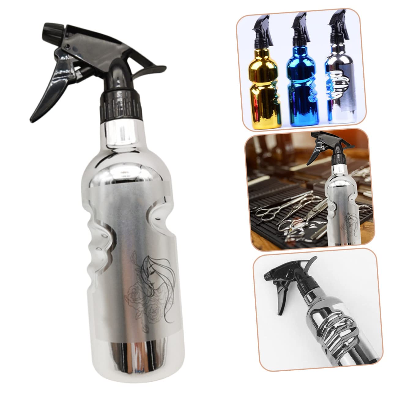 Cabilock 5stücke Barbershop Sprühflasche Für Hairstyling Multifunktionale Sprühflasche Hochwertigem Material Für Friseursalons Und Heimgebrauch Verstellbare Nebelzerstäubung Silbernes