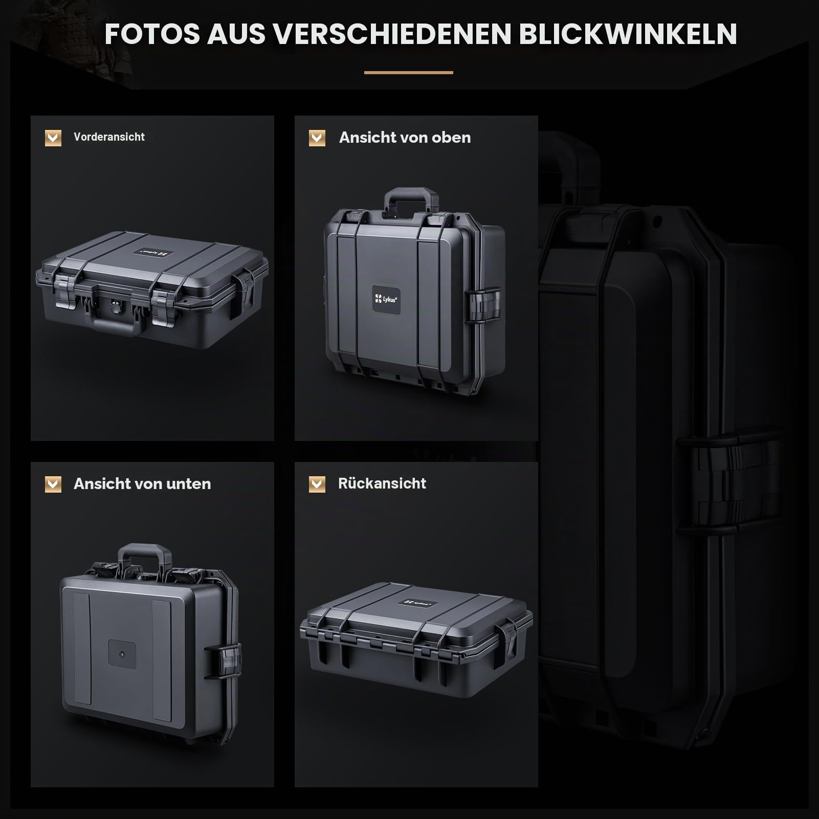 Lykus HC-4011 Wasserdichter Schaumstoffkoffer, Innengröße 37,5x27,5x10,7cm